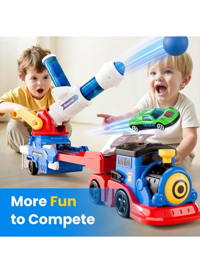 Paka Rabbit Truck Toys for Kids, Large Train Toys Include 4 Racing Cars+EVA 6 Ball, with Light & Sounds, Eejection&Shooting Transport Cars Toy, Gifts for Boys Girls 3+ Year Old - Image 5